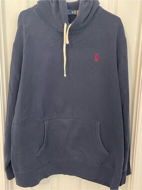 Polo by Ralph Lauren Navy Pullover Hoodie with Red Pony